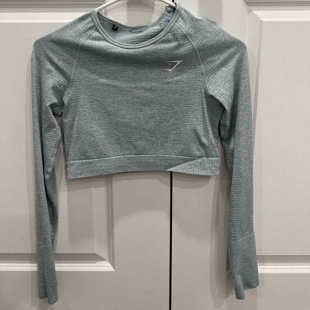 Gymshark vital seamless long sleeve crop top light green marl